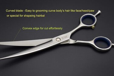 Професійна шерсторізальна ножиці KKO для домашніх тварин, 7.0, вигнуті, з алмазною обробкою, нержавіюча сталь 440C, японська технологія