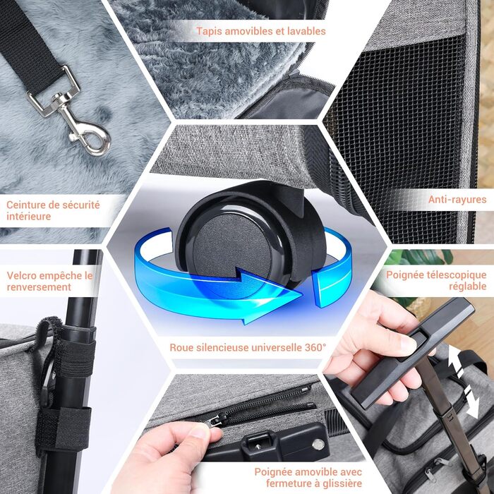 Транспортна сумка для собак та котів до 9 кг з колесами, переноска для авіаперельотів, сіра