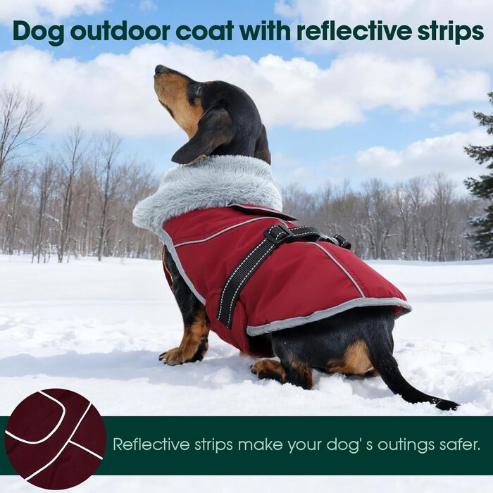 Куртка для собак Kuoser, тепла, водонепроникна, флісова, червона, розмір M