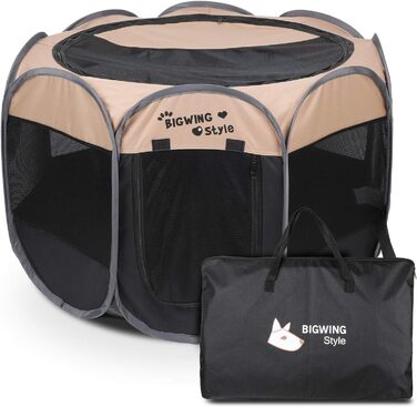 Вольєр для собак та котів BIGWING Style XL, бежевий: вольєр-забіг для цуценят, переноска для тварин, водовідштовхувальне накриття
