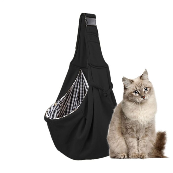 Чорна переноска для собак маленьких порід з регульованим ременем. Зручна переноска для тварин для подорожей та прогулянок на свіжому повітрі.