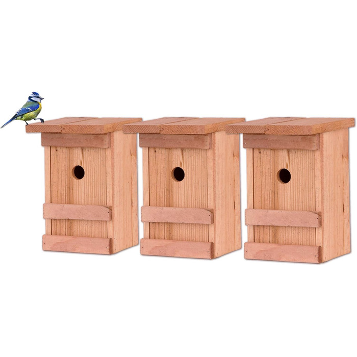 Дерев'яний шпаківня BigDean для синиць, 3 шт., 25x14,5x12 см, отвір 28 мм