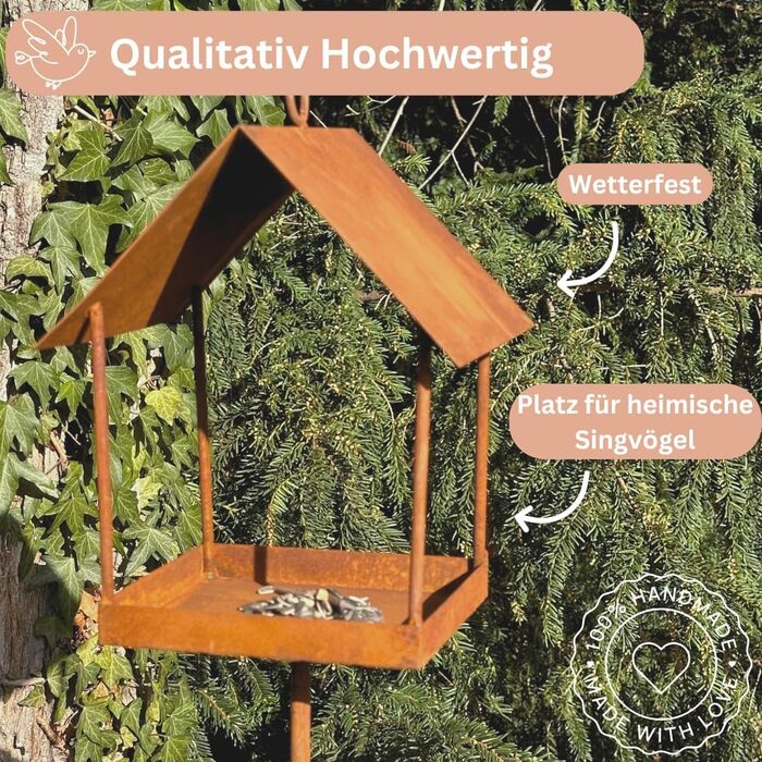 Металева годівниця для птахів на ніжці, 143 см, вологостійка, рустикальний стиль, годівниця для пташиного корму