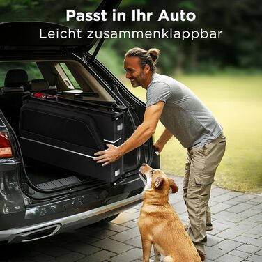 Фаркоп для велосипеда з переноскою для собак XL, чорний – з пандусом, амортизацією та з'єднувачем. Підходить для собак до 45 кг, водонепроникний, сумісний з електровелосипедами