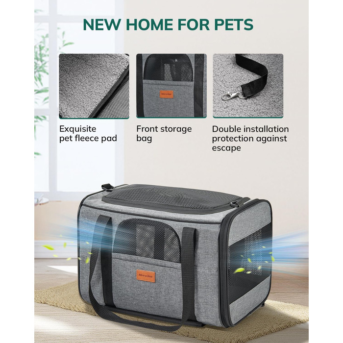 Трансформер для котів та собак Morpilot з колесами, сірий. Сумка-переноска для тварин, схвалена авіакомпаніями, для маленьких собак, великих котів, цуценят. Розміри: 43 x 28 x 28 см