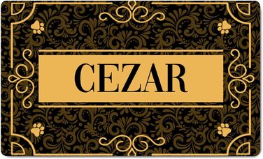 Персоналізована підкладка під миску з іменем Ferocity | Килимок для собак та котів | 45 x 75 см | Гумовий, 4 мм | З мотивом домашнього улюбленця, Vintage [140]