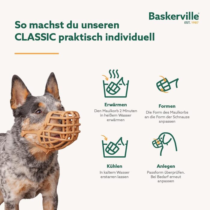 Класичний намордник BASKERVILLE для великих собак з довгою мордою, термопластичний гумовий TPR, дозволяє пити та дихати, захист від укусів, розмір 10