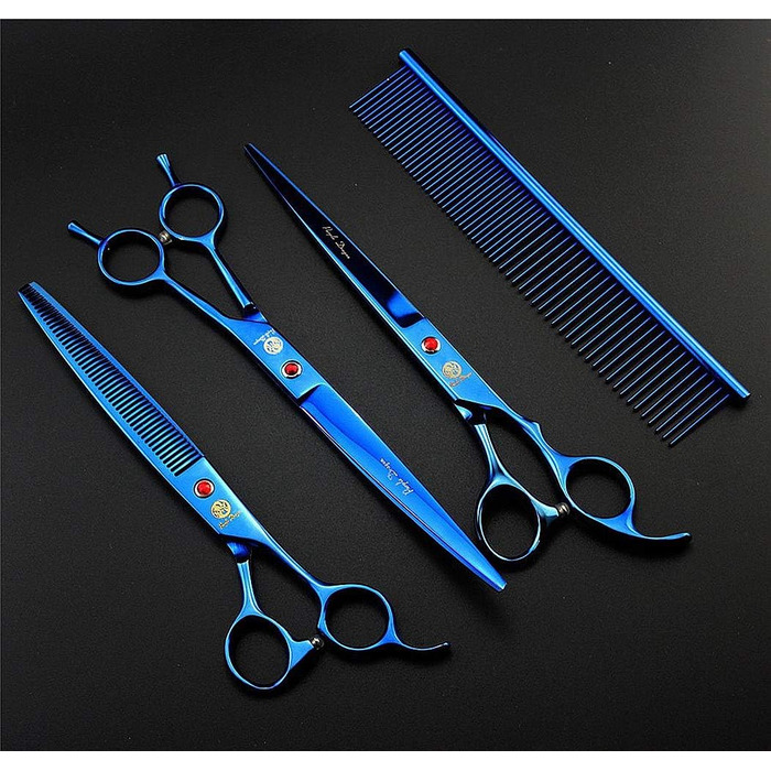 Професійний набір для стрижки тварин Purple Dragon: титанові ножиці для собак та котів (20.3 см), з сумкою