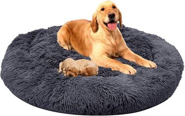 М'яке кругле ліжко для собак Antistress, корзина для собак, плюшеве ліжко для домашніх тварин, зручне та миється. Ліжко-корзина для собак маленьких, середніх та великих порід (90 * 90 см, темно-сірий)