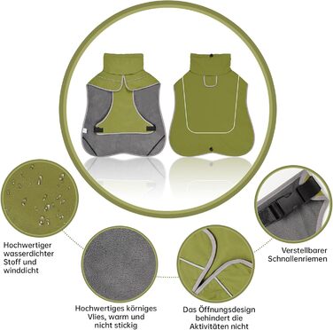 Водонепроникний собачий теплий одяг WUFANC - куртка для собак з регульованою застібкою для всіх сезонів, XL