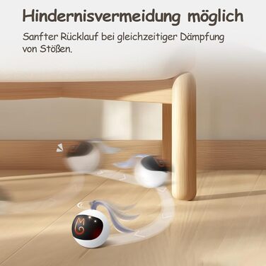 Інтерактивна іграшка для котів Migipaws: електричний м'ячик з пухнастим хвостом та іграшковою мишкою, акумуляторний, білий