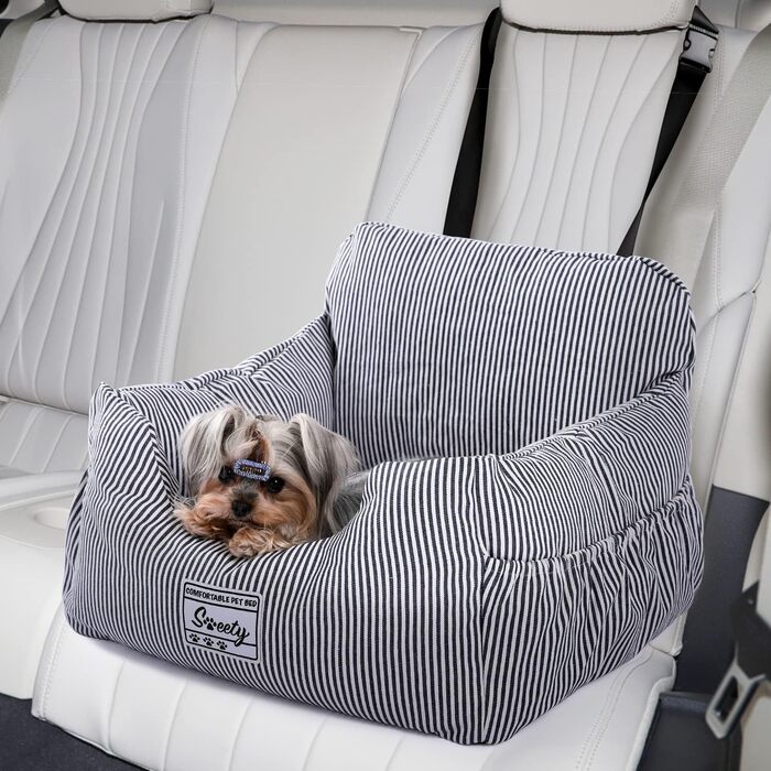 Автокрісло для собак Petpela з безпечним ременем, м'яке, водонепроникне, антиковзаюче, сіре (Джинсовий синій)