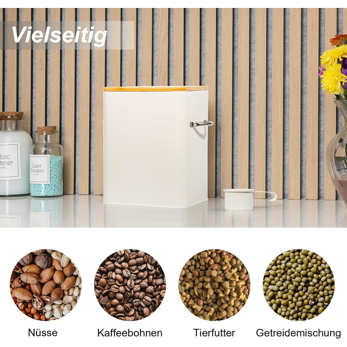 Контейнер для порошку GREELUE 6.5L з дозатором, коробка для миючого засобу, контейнер для корму, ящик для зберігання печива, кавових зерен, корму для тварин (Бежевий)