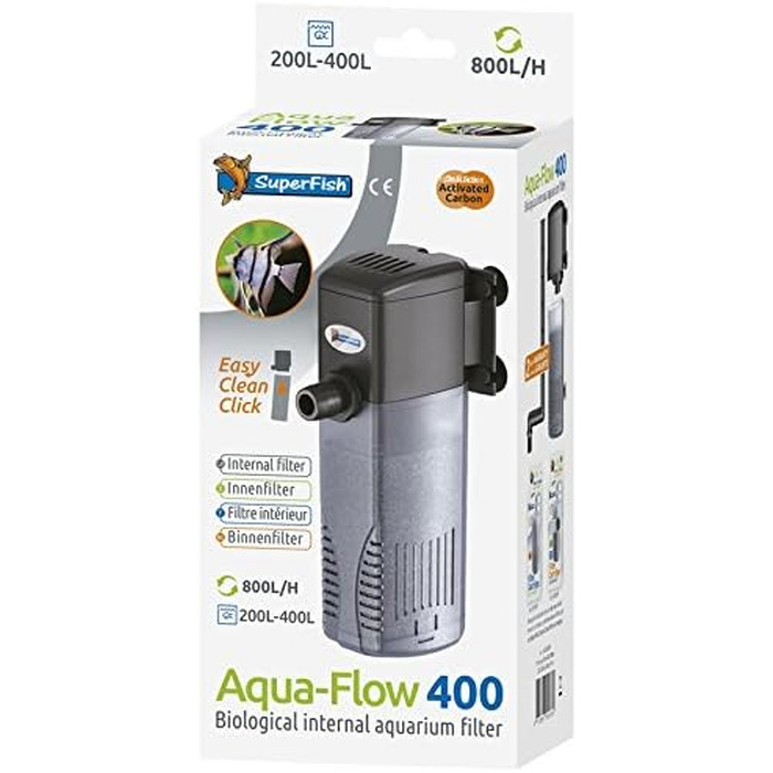 Акваріумний фільтр Superfish Aqua-flow-100 для води в акваріумі, чорний (UK-вилка)