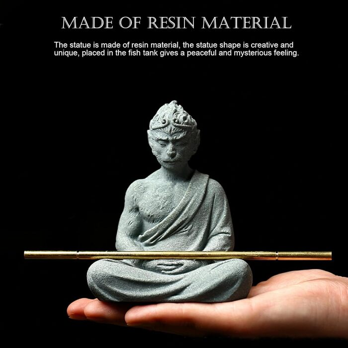 Статуя Будди для акваріума, набір декор для акваріума в стилі дзен з штучними рослинами, статуя медитуючого Будди, пісковик, 11,7 см