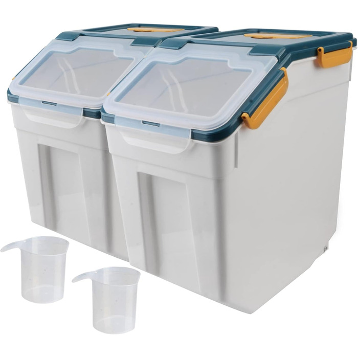 Контейнер для зберігання корму для собак великого об'єму (13,6 кг) з ложкою та мірним стаканчиком (2 шт., блакитний)