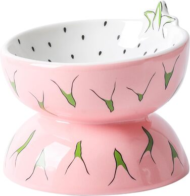 Котло propositions для котів TIGOADT, керамічна миска з дизайном ківі, нахилена годівниця для котів з підставкою, миска для кошенят, що запобігає блювоті, придатна для миття в посудомийній машині (рожева)