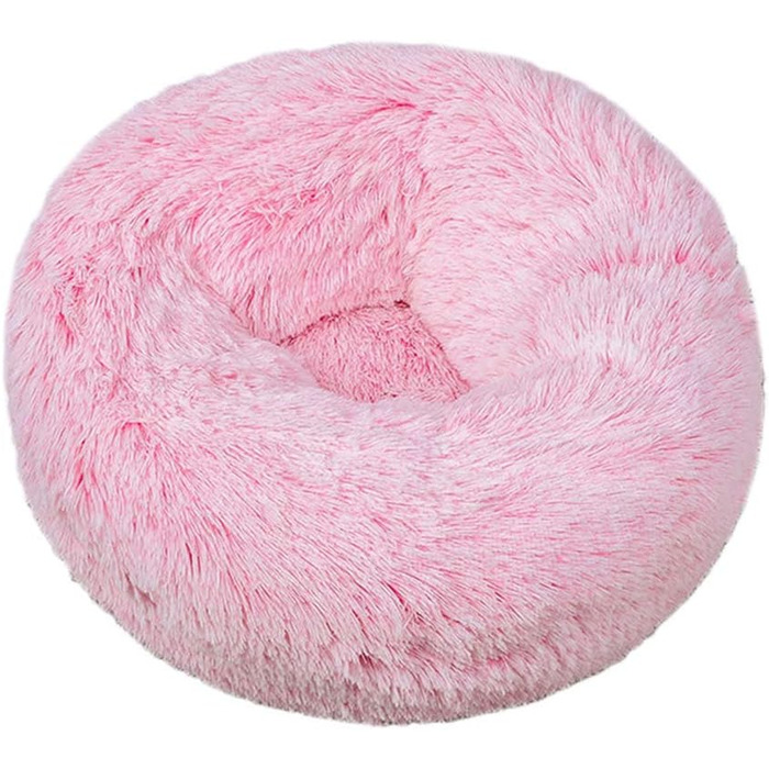 Кругле ліжко для собак FANSU з м'якого плюшу, ковзаюча база, ліжко для котів у формі пончика, розмір та колір обираються (90см, градієнт рожевого)