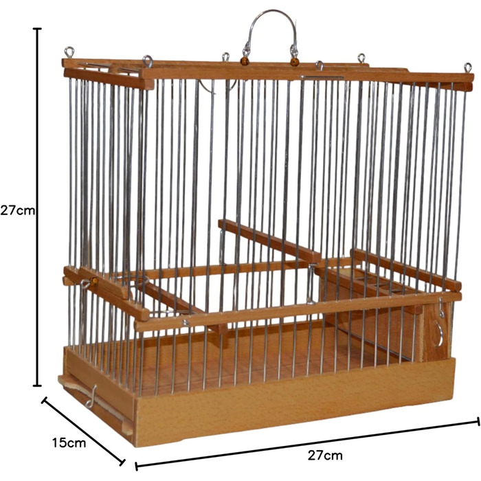 Клітка для птахів Vogelbauer, ручної роботи, традиційний дизайн, 27x27x15 см