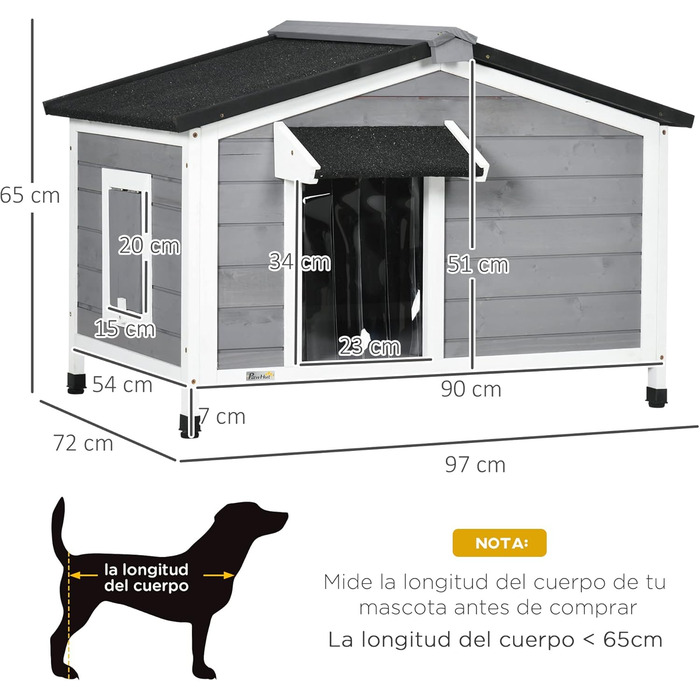 Будка для собак PawHut Outdoor, сіра, 97x72x65 см, з відкидним дахом та знімним дном