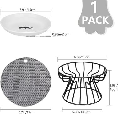 Підвищені годівниці для котів Katzennapf Erhöht: 2 шт. з підставки з силікону, металевий стійкий тримач, захист шиї, керамічні миски для корму та води