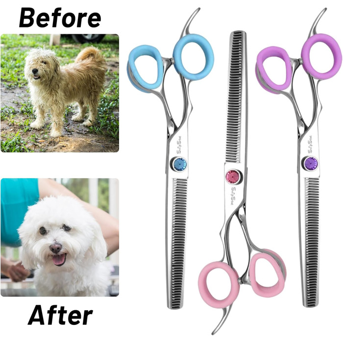 Професійна ножиця для грумінгу собак та котів, 7 дюймів, VG10 сталь, 35% ножиці для розрідження, фіолетовий колір