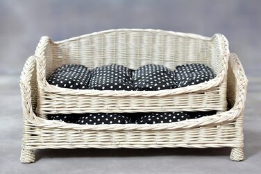 Корзина-ліжко для собак та котів з плетіння лози з м'яким лежаком (74x52x39 см, чорний)