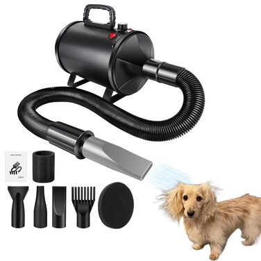 Професійний фен для собак 2800W: тихий, з регулюванням швидкості та 4 насадками