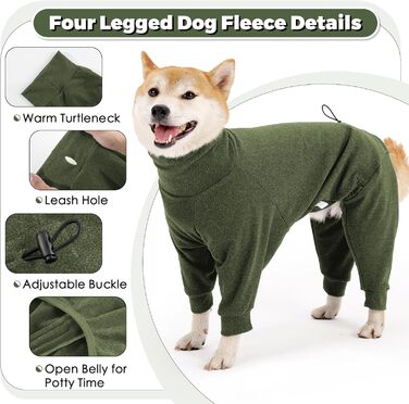 Теплий флісовий халат для собак з ніжками, великий розмір, для чихуахуа, бігля, теплий піжамний халат, оливковий зелений