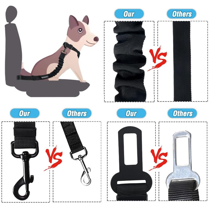 Автомобільний нашийник для собак COOYOO: безпечний, регульований, міцний, нейлон, блакитний, набір 01