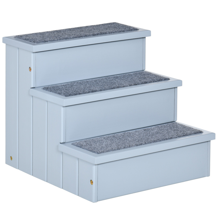 PawHut Pet Stairs Сходи для собак з 3 сходинками та килимом, для зберігання, сірий, 40.5x44.5x38 см для маленьких собак та котів