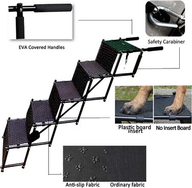 Сходинки для собак, металевий каркас, складані, великі, легкі, портативні, 5 сходинок, для авто, SUV та високих ліжок