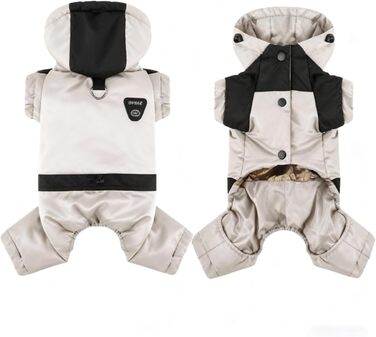 Зимовий теплий одяг для собак: бавовняна куртка з кільцем D, водонепроникний, для прогулянок та ігор (Roa), бежевий, 2XL