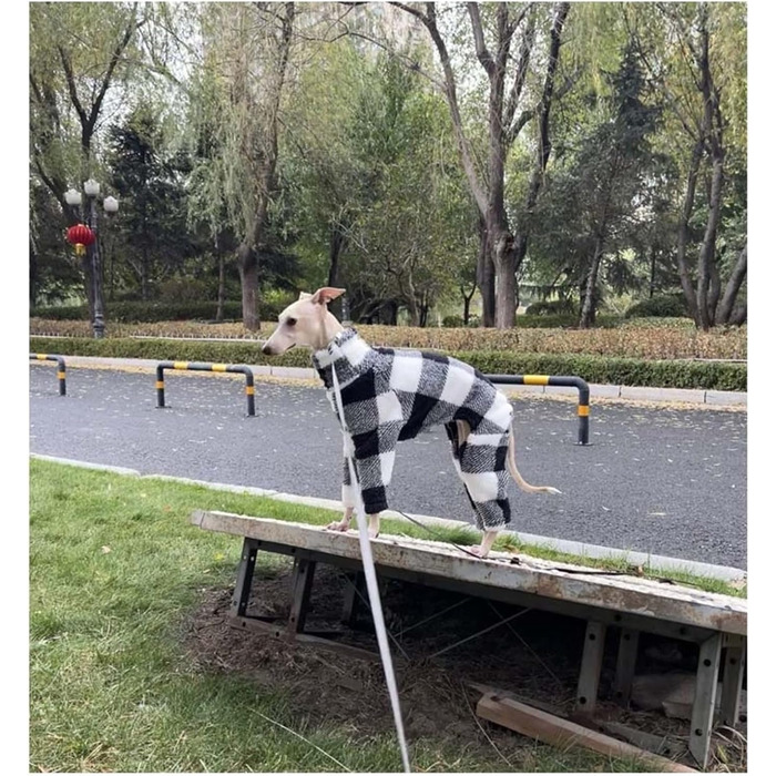 Теплий флісовий комбінезон для собак на зиму, повне покриття тіла, для маленьких, середніх та великих собак (L, чорний/білий)