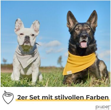 Нашийник для собак PiuPet® 2 шт. Нашийник для великих собак, стильний бандана для собак великих та малих порід, жовто-сірий колір, розмір L (76x53x53 см)