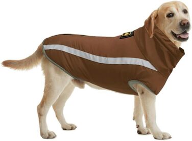 Зимовий теплий одяг для собак FeimaX: водонепроникний теплий зимовий одяг для собак з флісовою підкладкою, відбиваючими елементами, для цуценят, маленьких, середніх та великих собак, оливковий (коричневий), XXL