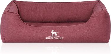 Ортопедичне водонепроникне ліжко для собак Knuffelwuff Malou з велюру, ручної роботи, XL 105 x 75 см. Знімний чохол, придатне для прання, для великих, середніх та маленьких собак (L 85 x B 63 x H 23 см, Червоний)
