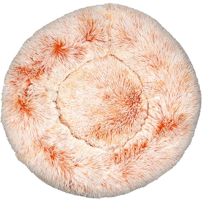 Кругле ліжко для собак та котів Chickwin, тепле м'яке ліжко-пончик, зручна база, не слизьке, для маленьких, середніх та великих собак (градієнт помаранчевий, 80 см)
