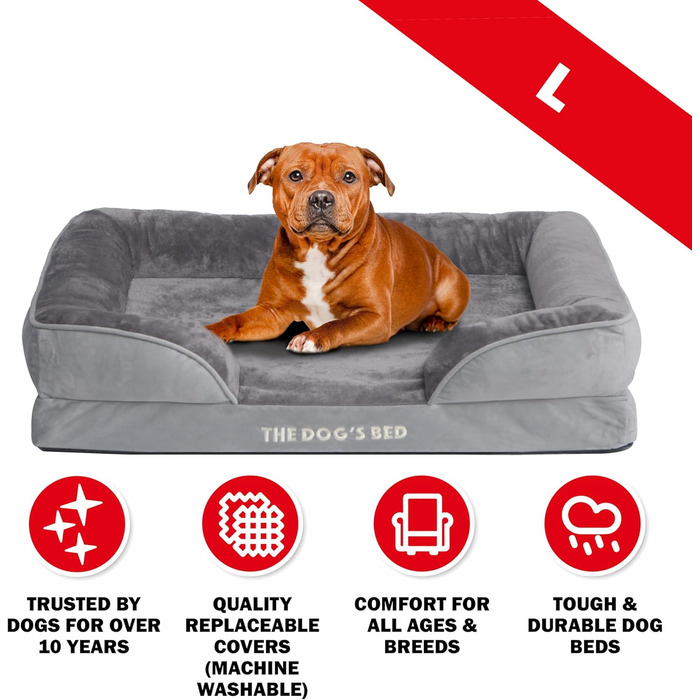 Ортопедичне лежанка для собак з ефектом пам'яті, велика, сіро-срібляста, водонепроникна, знімні чохли