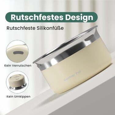 Нержавійна миска для води для собак Gardner Pet 3,85 л, проти протікання, без облизування, для великих собак, підходить для дому та вулиці