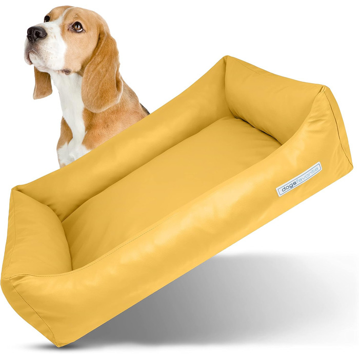 Лежанка для собак - миється - якісне собаче ліжко - захищає суглоби - міцна собача підстилка - кошик для собак, жовта, розмір M, 100 x 75 см
