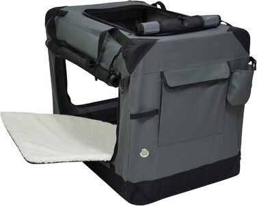 Клітка для собак EliteField з 3 дверцятами, складана, м'яка, з сумкою для перенесення та флісовою підстилкою, для дому та вулиці, 91.4 x 61 x 71.1 см