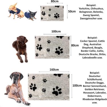 Килимок для собак Elropet Vetbed: преміум якість, 22 мм, для малих та великих собак. Розміри: S/M/L (100x80 см). Колір: світло-сірий з чорною лапкою.