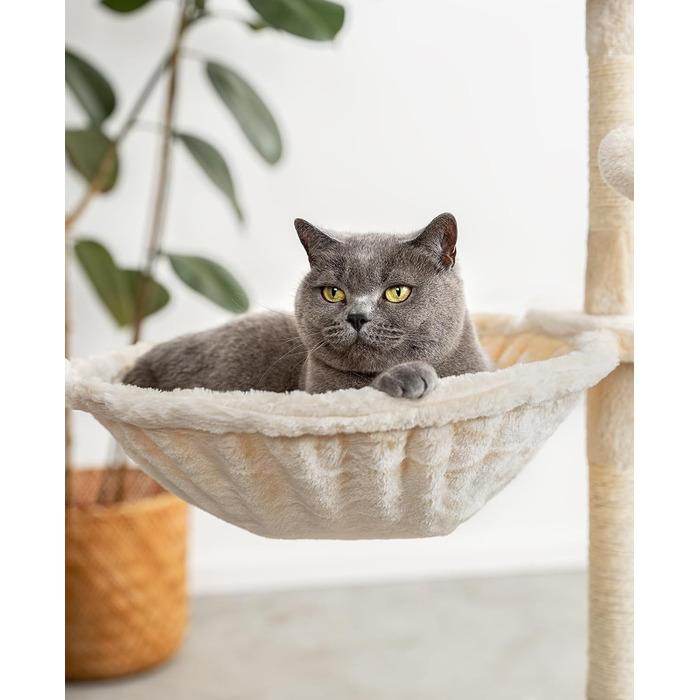 Лежанка для кота з м'якого плюшу для когтеточки, Ø 40 см, глибина 25 см, зручна ліжечка для будь-якого когтеточки з різьбленням M8, міцний металевий каркас для котів будь-якого розміру, (глибина 15 см, Бежевий)