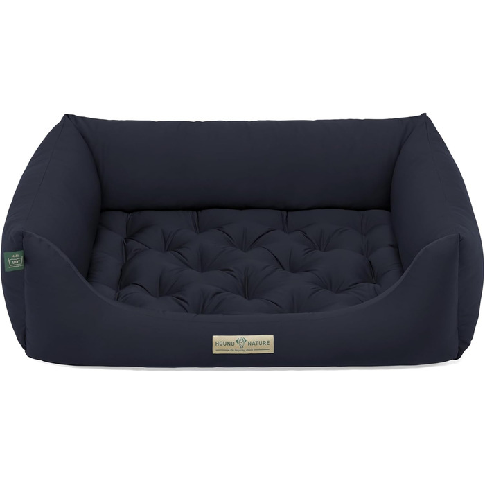 Ортопедичне ліжко для собак HOUND & NATURE Zermatt, корзина для собак середнього розміру з високим бортиком, м'яке собаче ліжко з подушкою (M - 95x70 см), темно-синій