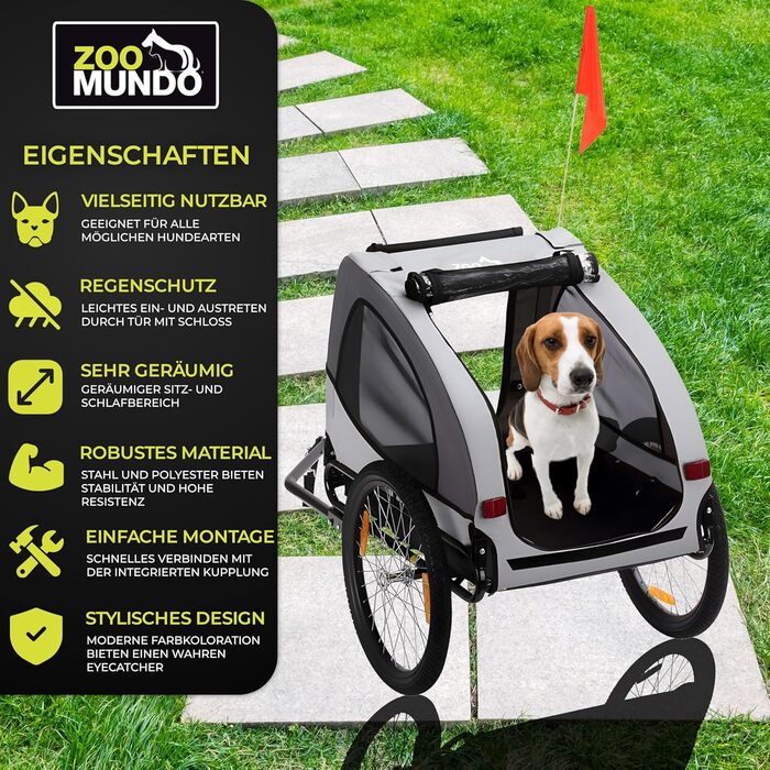 Причіп для велосипеда Zoomundo Buddy для собак, тюрквіс (сірий)