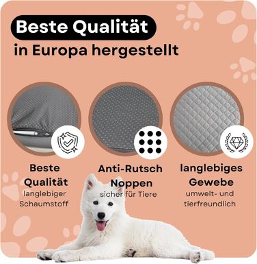 Ортопедичне собаче ліжко Odolplusz для великих собак | М'яке ліжко-матрац для собак середніх та великих порід | Знімний, пральний чохол (Сірий, 120x80x7 см)