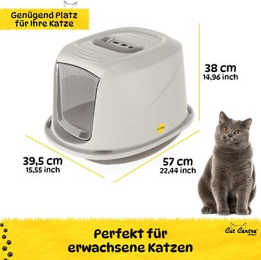 Котцентр: великий лоток для котів з кришкою, сірий XL, з фільтром