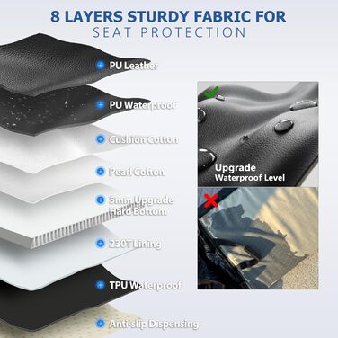 Захисний чохол на сидіння заднього ряду для собак XL, чорний, з PU-шкіри та жорсткою основою, для вантажівок та позашляховиків