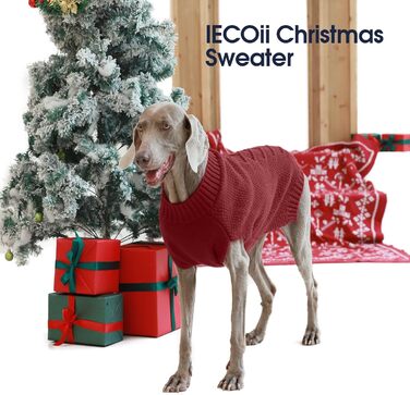 Теплий зимовий пуловер для собак IECOii, XXX-Large, бордовий: теплий, м'який, для великих собак